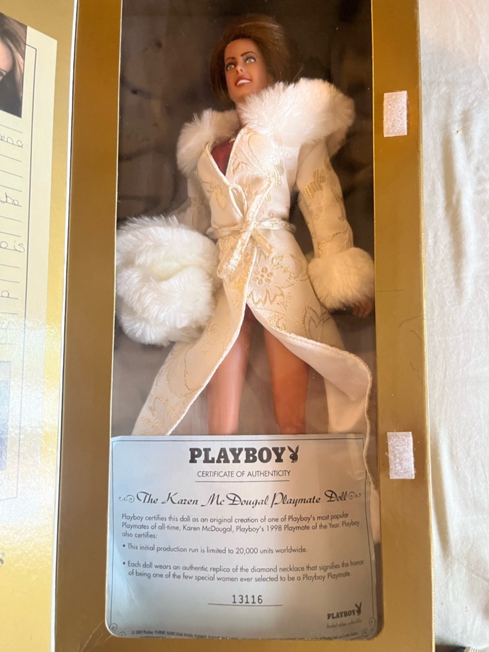 PLAYBOY Ivory Brocade Robe Doll with White Fur Trim